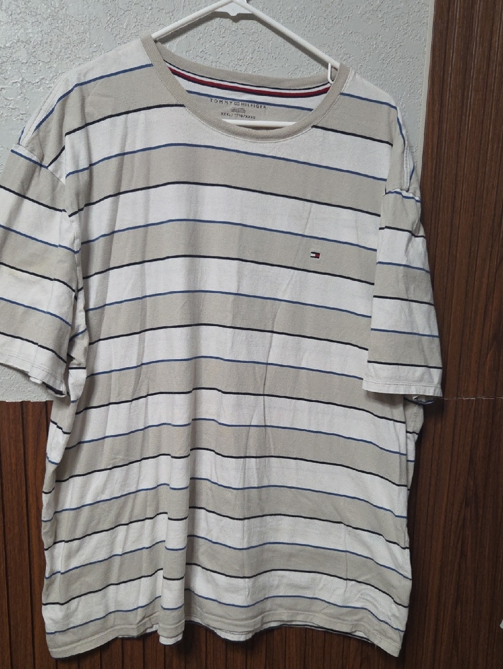 Men’s Short-Sleeve Striped Crew Tee -White, Beige & Navy 3xlarge [1155]